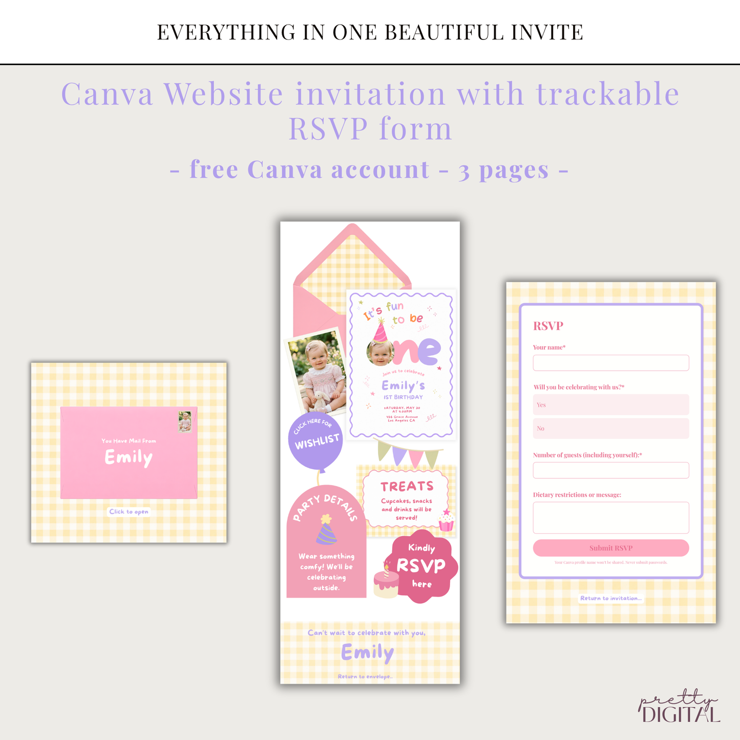 Fun to be One First Birthday Invitation - Pink Digital Invite