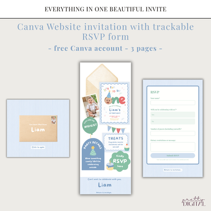 Fun to be One First Birthday Invitation - Striped Digital Invite