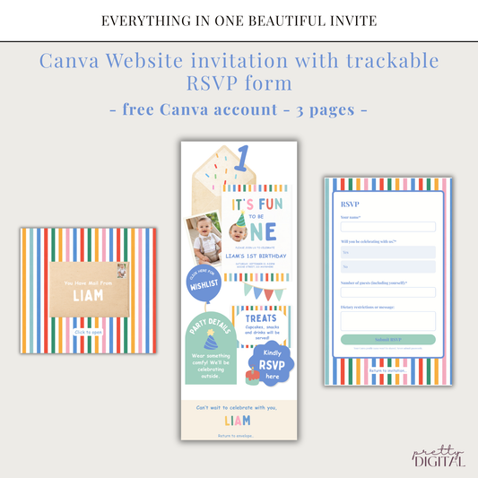 Fun to be One First Birthday Invitation - Blue Digital Invite
