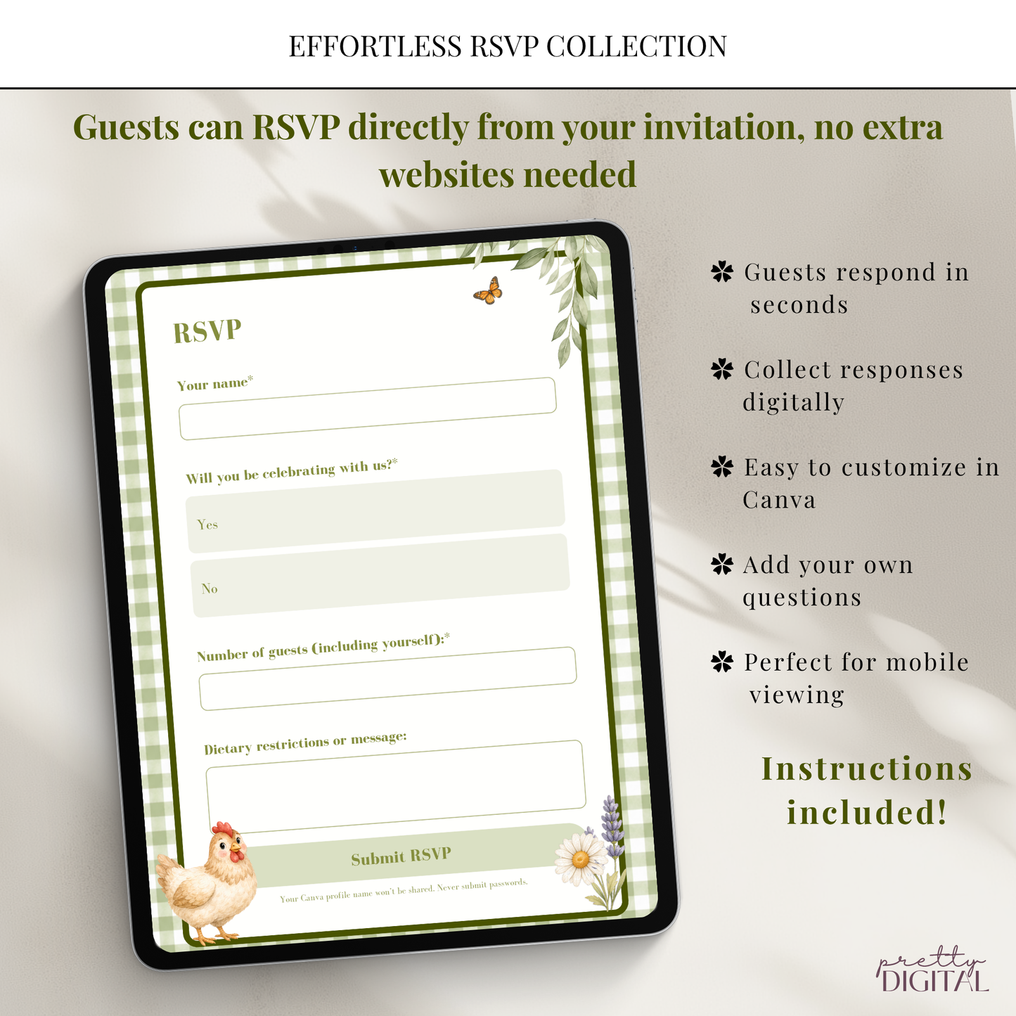 Cute Farm Animals Baby Shower Invitation - Digital Invite