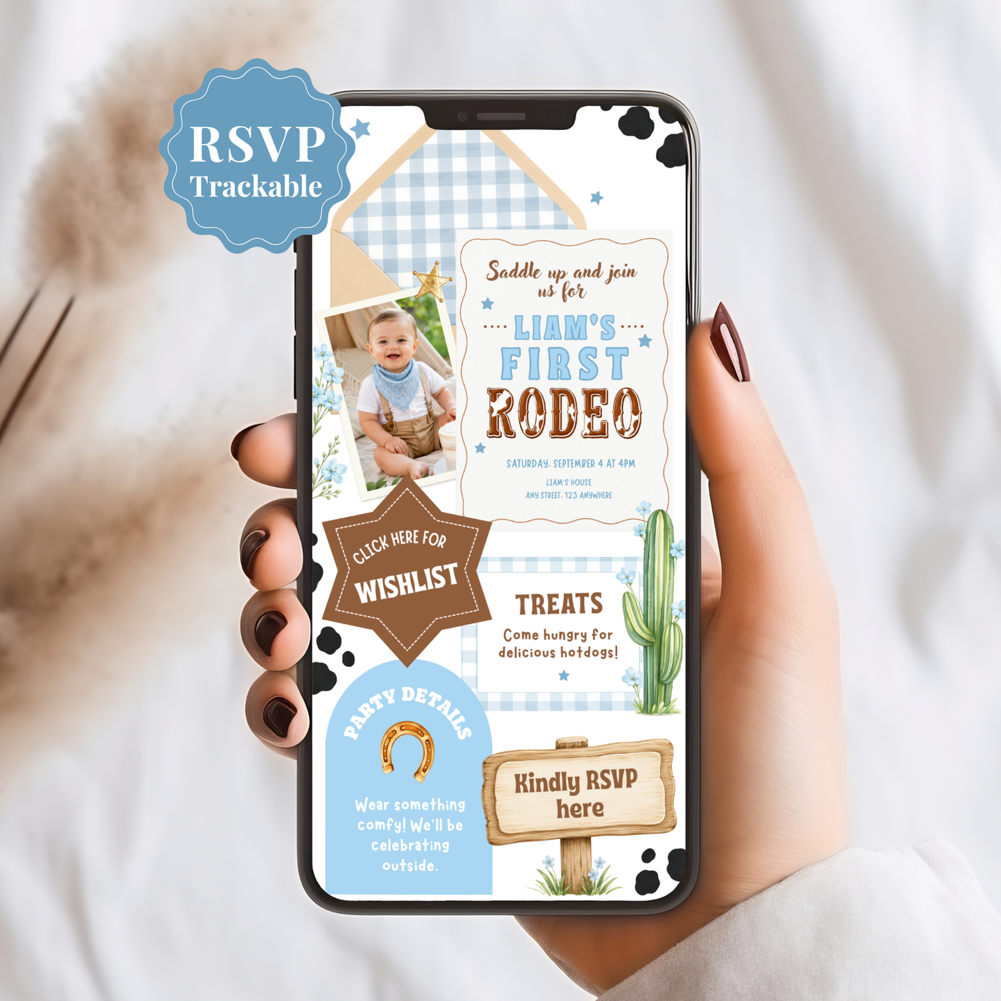 First Rodeo First Birthday Invitation - Digital Invite