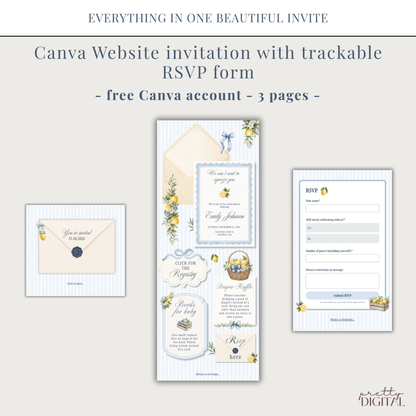 Italian Theme Baby Shower Invitation - Lemon Digital Invite