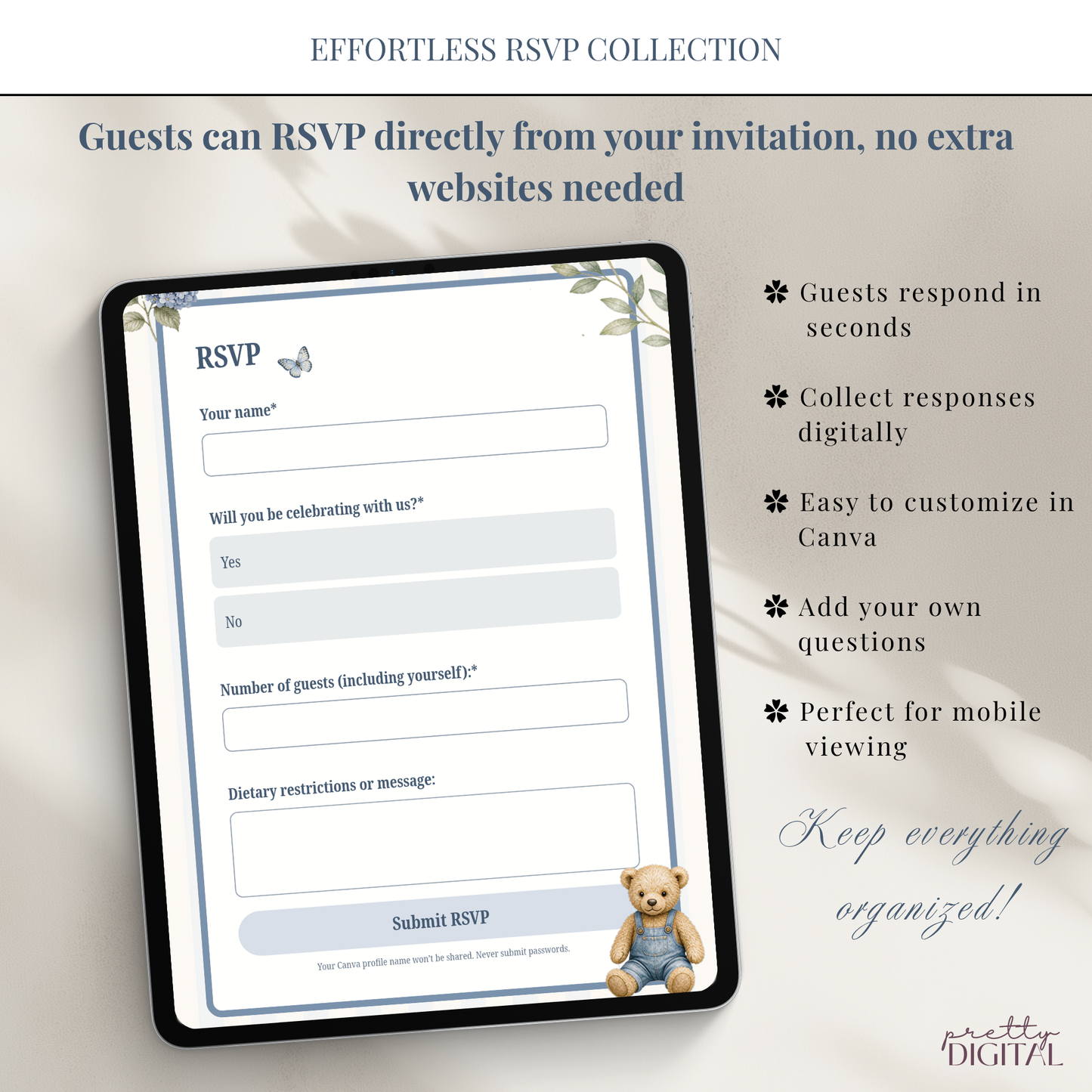 Farm Animals Baby Shower Invitation - Blue Digital Invite
