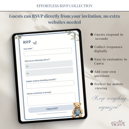 Farm Animals Baby Shower Invitation - Blue Digital Invite