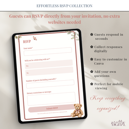Farm Animals Baby Shower Invitation - Pink Digital Invite