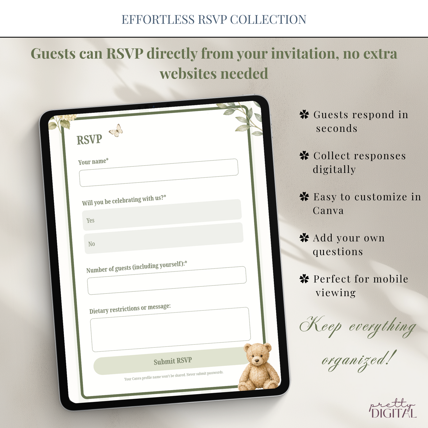 Farm Animals Baby Shower Invitation - Sage Green Digital Invite