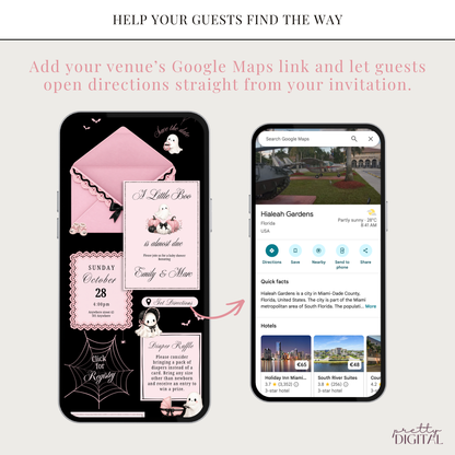 Little Boo pink Halloween baby shower digital invitation with RSVP – preview 5