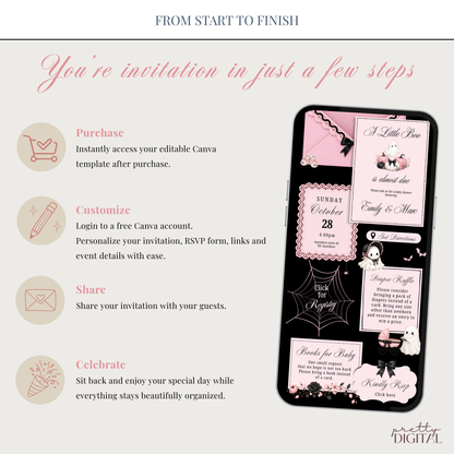 Little Boo pink Halloween baby shower digital invitation with RSVP – preview 6