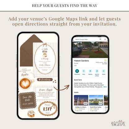 Little Bean coffee baby shower digital invitation with RSVP – preview 5