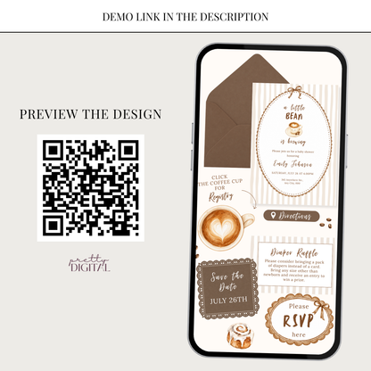 Little Bean coffee baby shower digital invitation with RSVP – preview 7