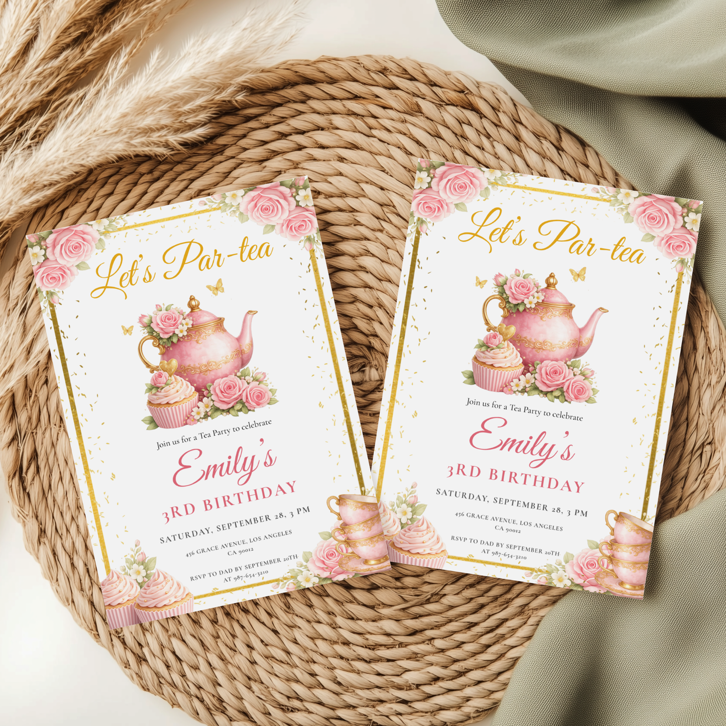Let's Par-Tea (Kids) — Tea Party Birthday Invitation Template by Pretty Digital — view 8