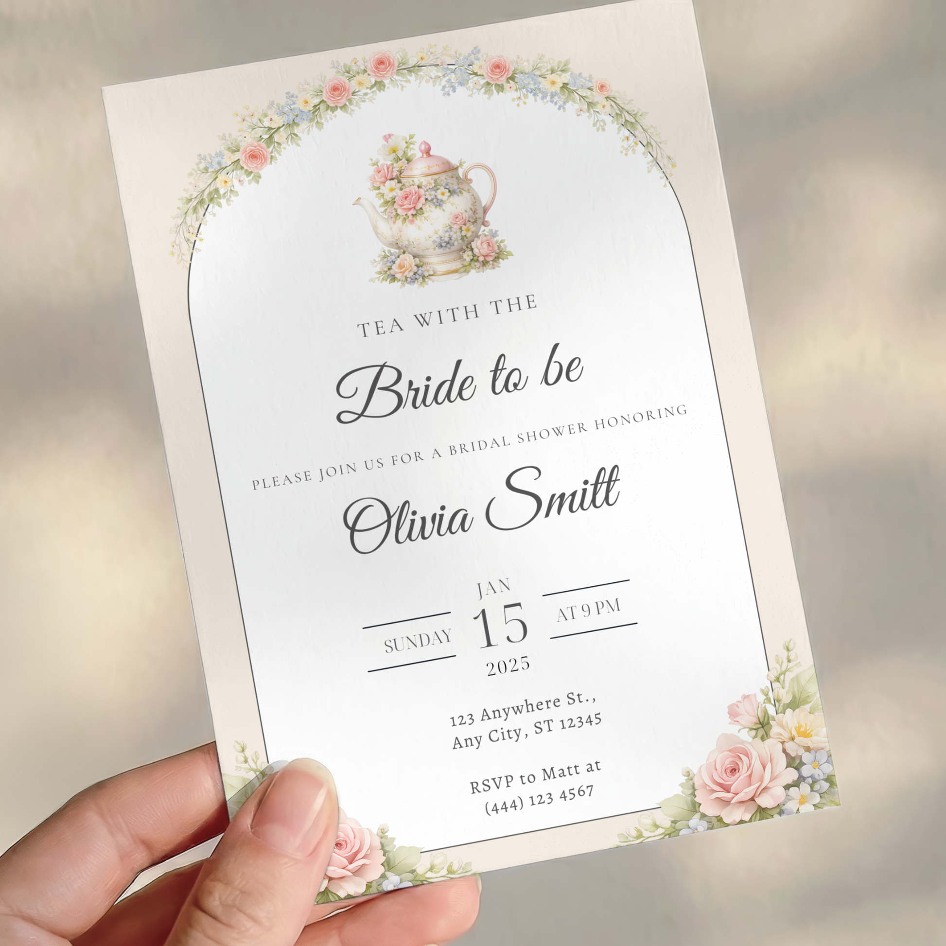 Tea With the Bride-to-Be — Bridal Shower Invitation Template by Pretty Digital — view 9