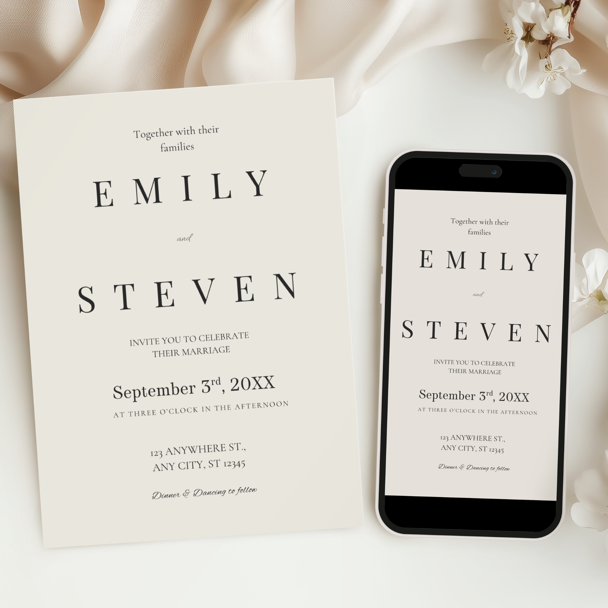 Ivory Classic Elegant Wedding Invitation by Pretty Digital — view 6