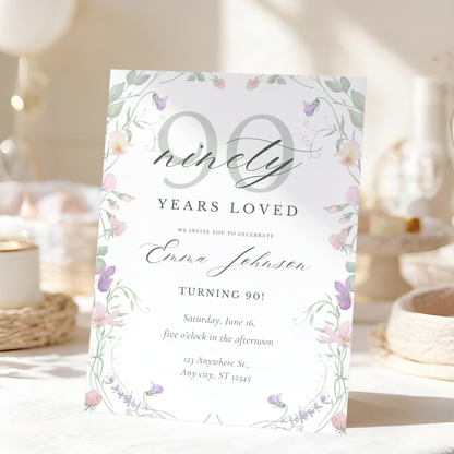 Ninety Years Loved — 90th Birthday Invitation Template by Pretty Digital — view 8