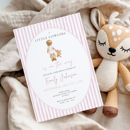 A Little Cowgirl on the Way — Baby Girl Shower Invitation Template by Pretty Digital — view 3