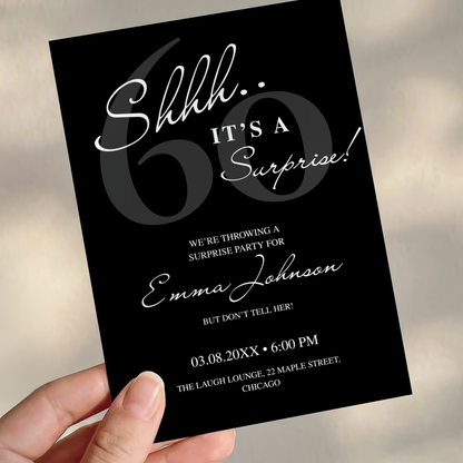 Shhh… It's a Surprise — 60th Surprise Party Invitation Template by Pretty Digital — view 8