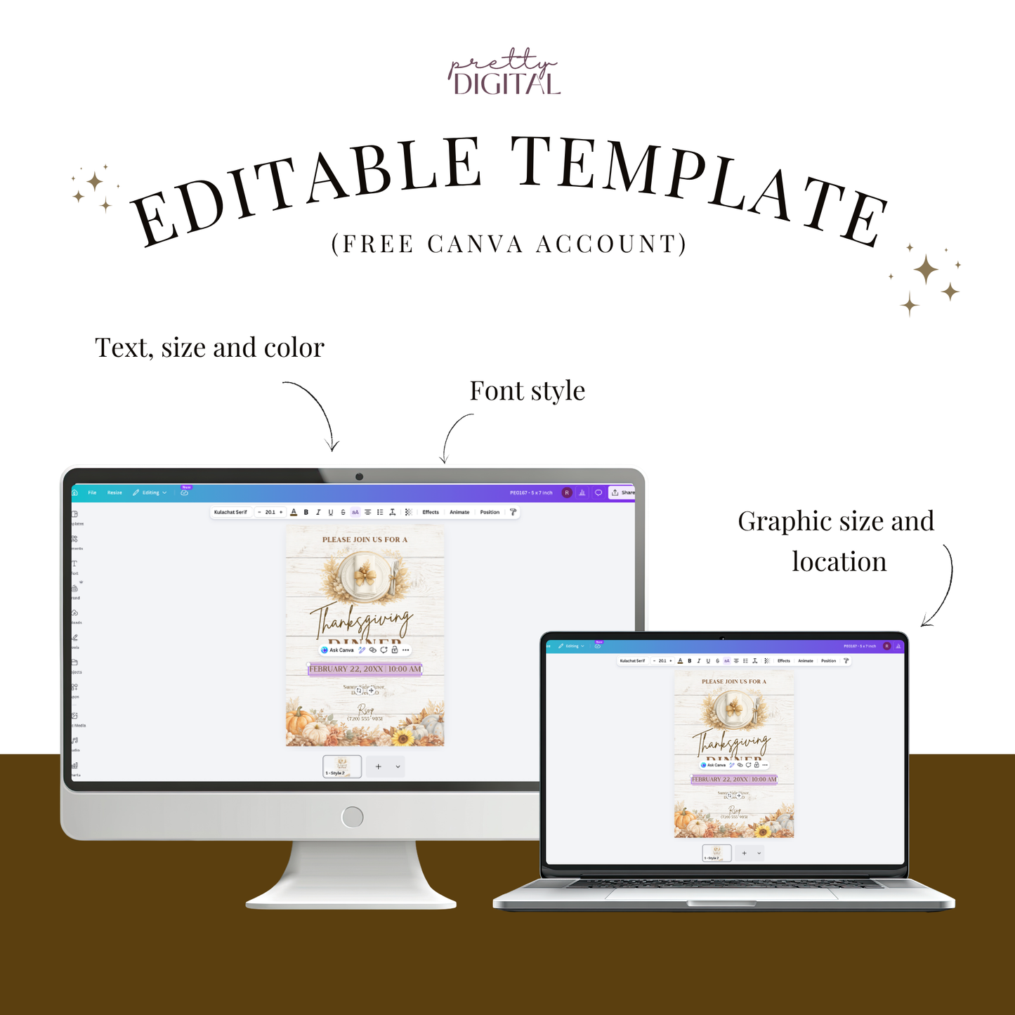 Autumn invitation template by Pretty Digital — printable digital download