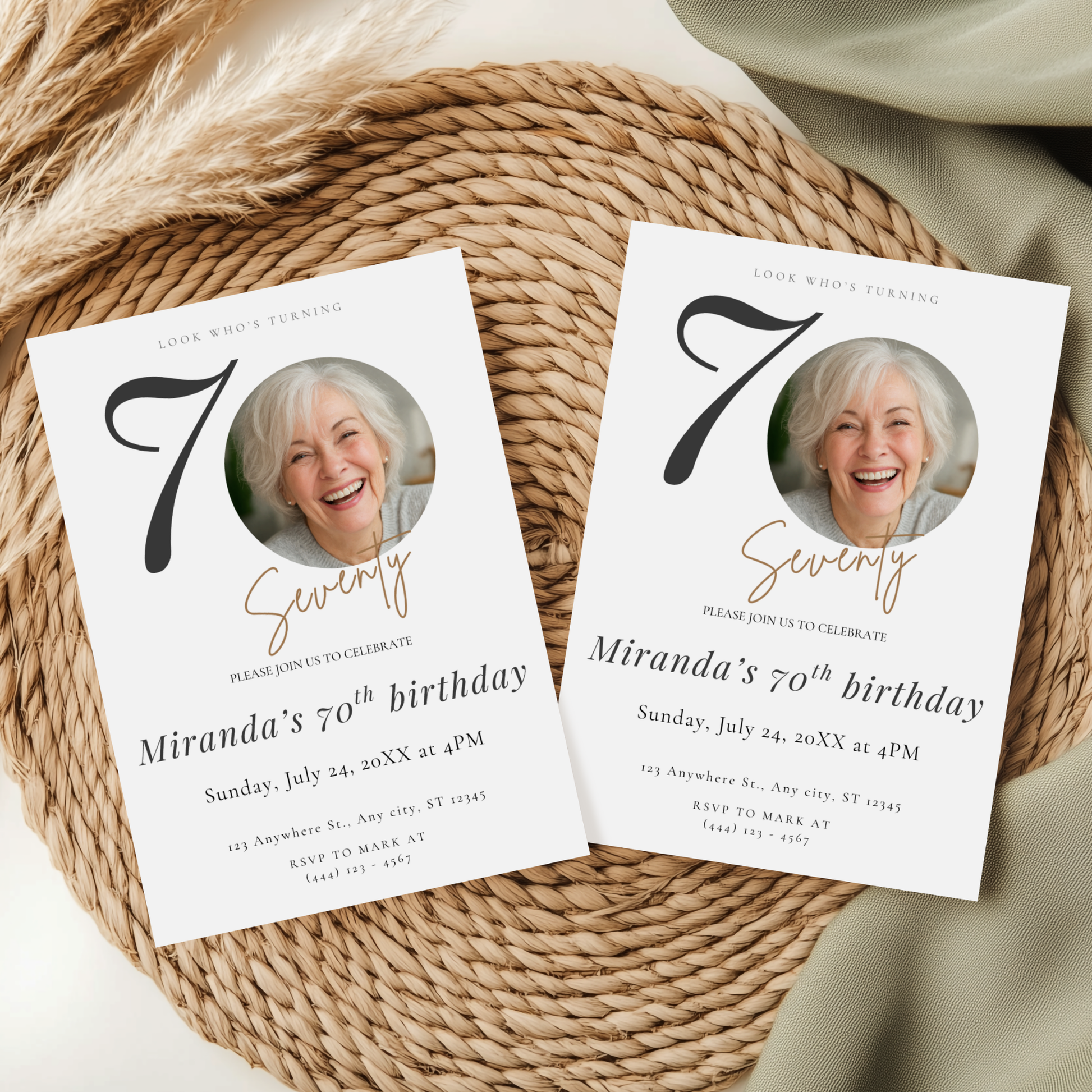 Look Who's Turning Seventy — 70th Birthday Invitation Template by Pretty Digital — view 3