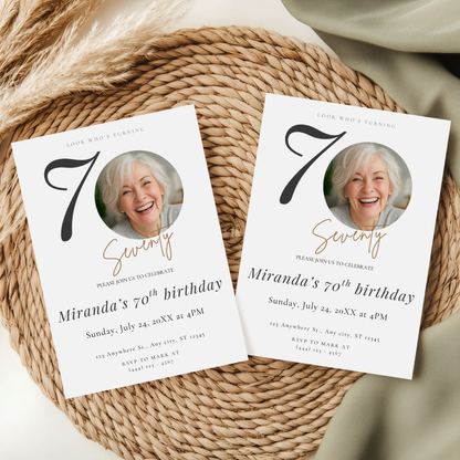 Look Who's Turning Seventy — 70th Birthday Invitation Template by Pretty Digital — view 3