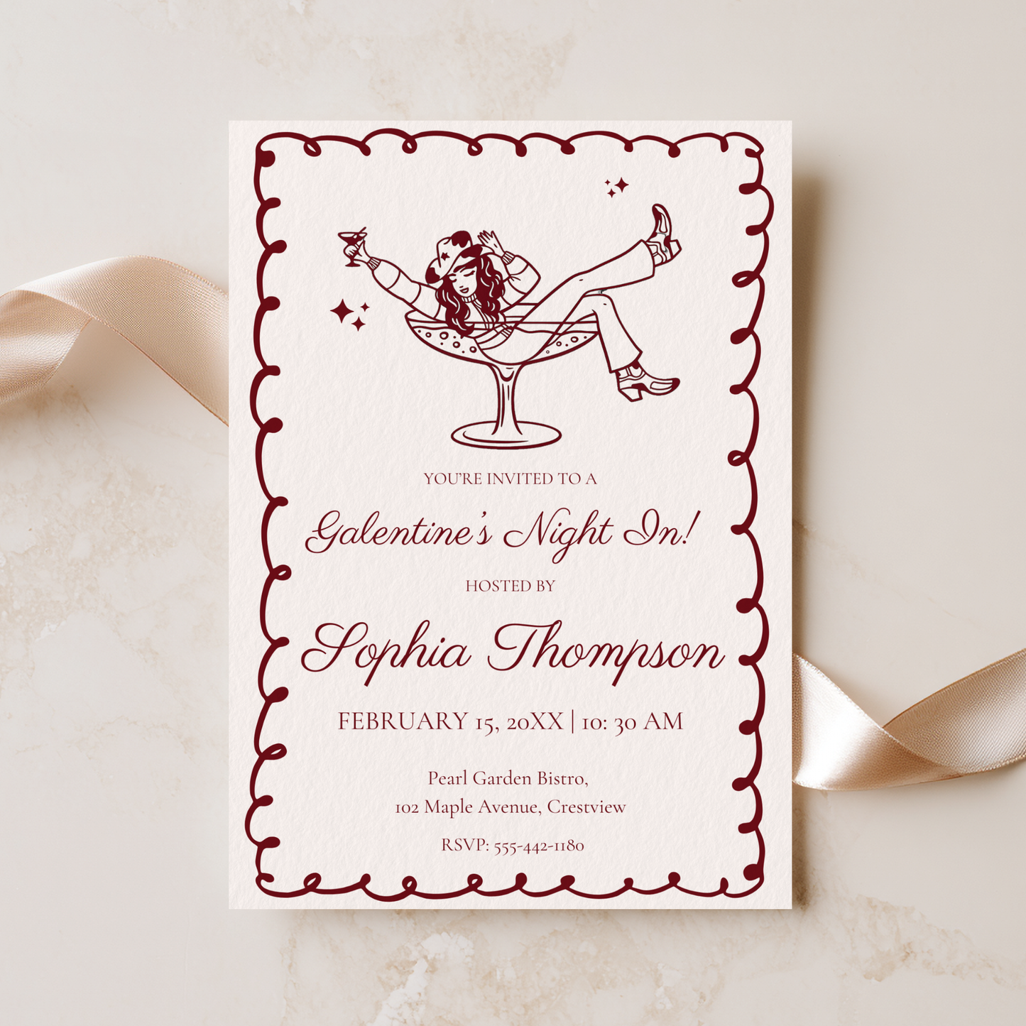 Galentine's Night In — Galentine's Day Invitation Template by Pretty Digital — view 9