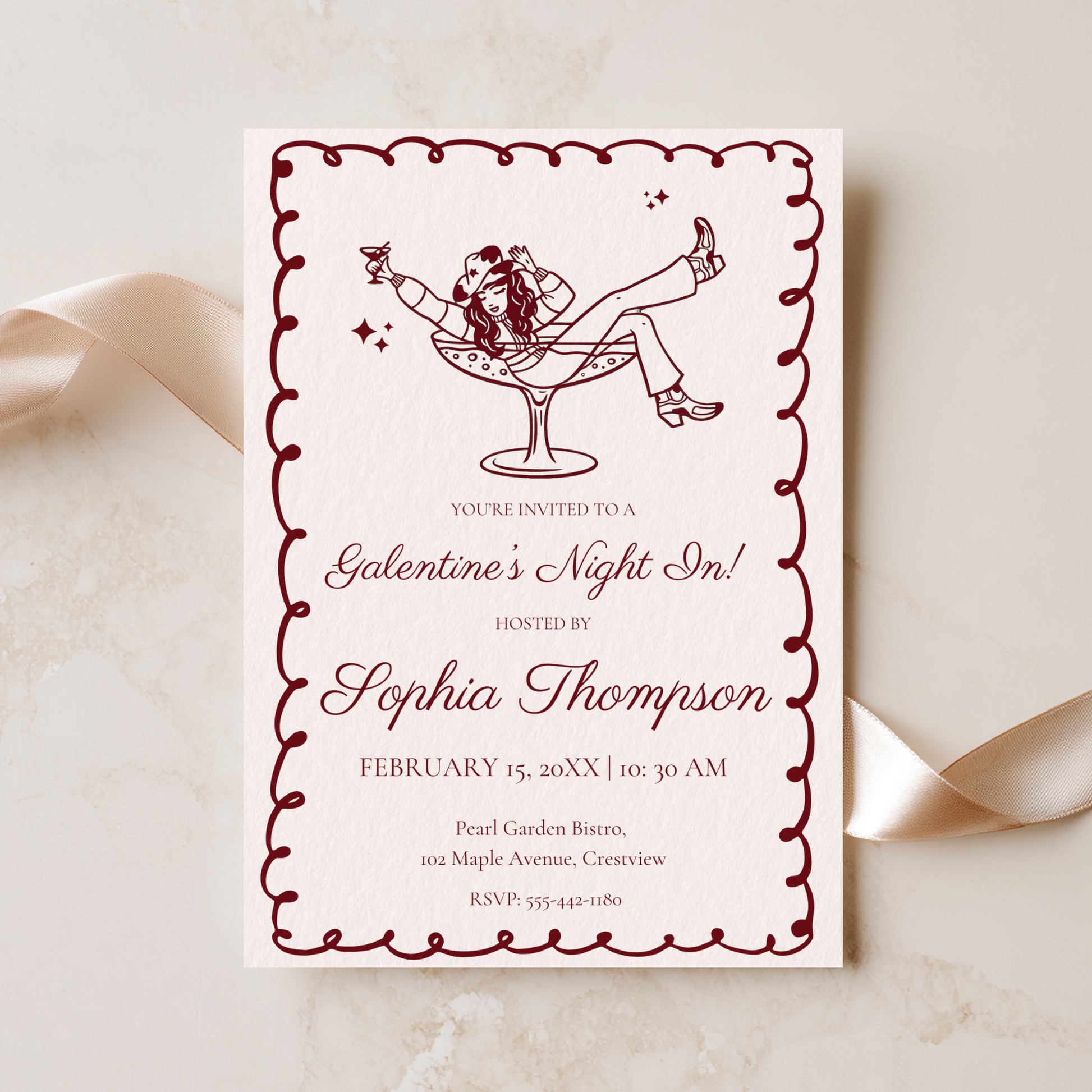 Galentine's Night In — Galentine's Day Invitation Template by Pretty Digital — view 9