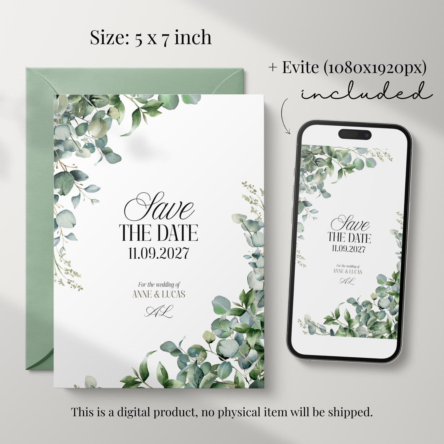 Floral Save the Date Template by Pretty Digital — view 2