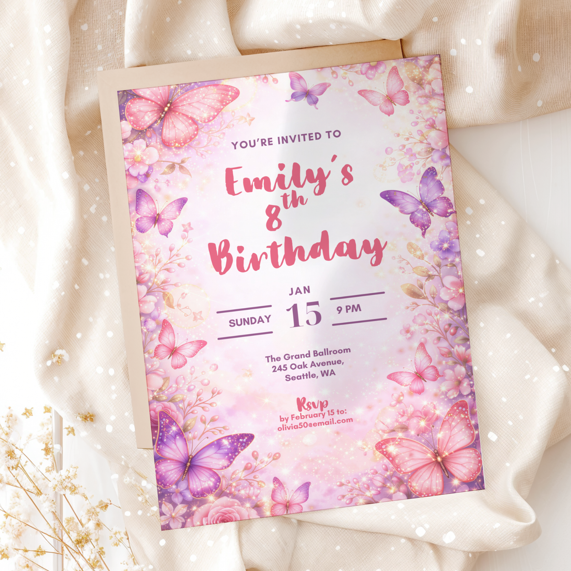 Floral Birthday Invitation for Girls by Pretty Digital — view 10
