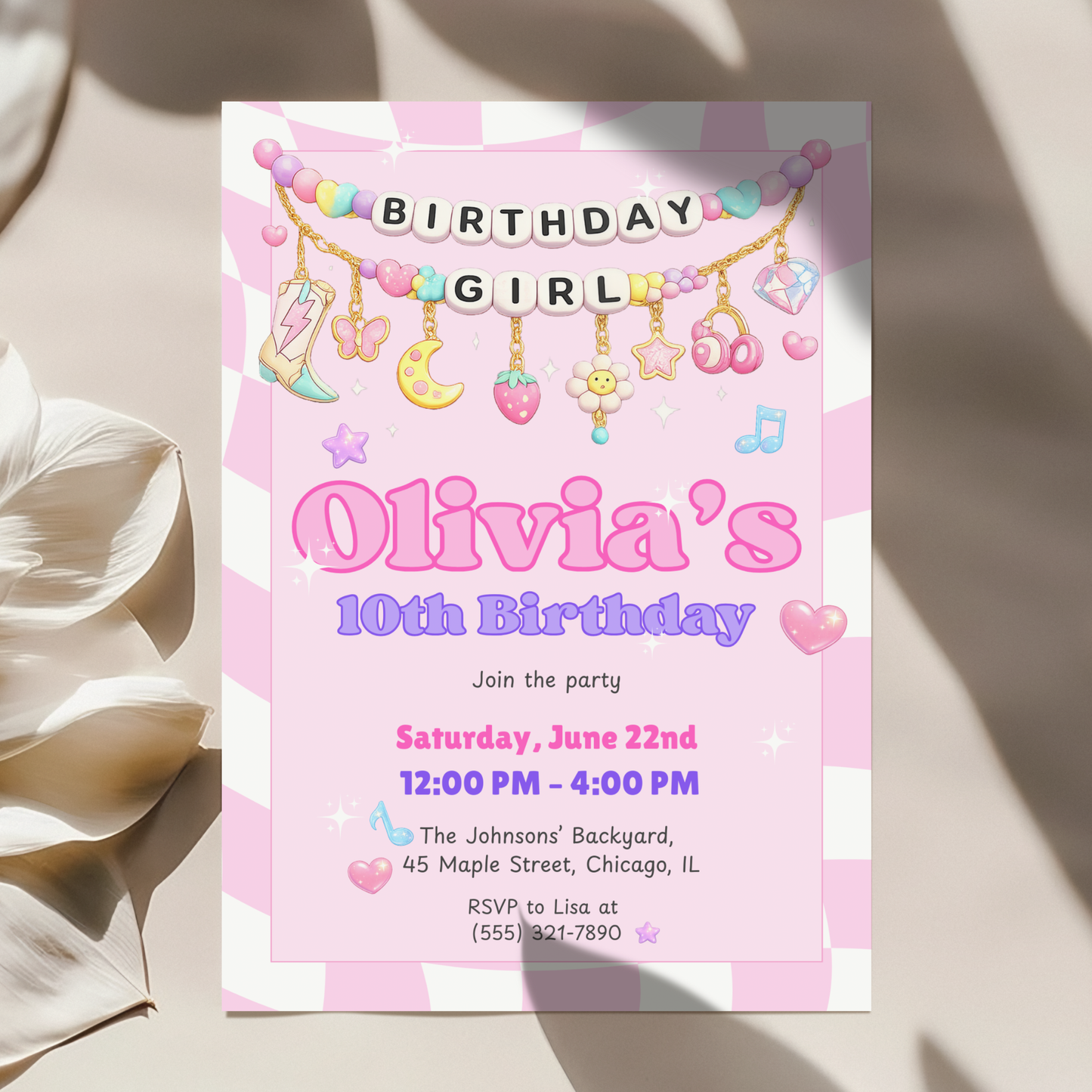 She's a Three-Rex — Girl's Dinosaur 3rd Birthday Invitation Template by Pretty Digital — view 5