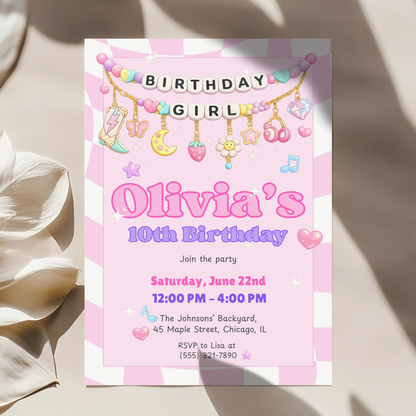 She's a Three-Rex — Girl's Dinosaur 3rd Birthday Invitation Template by Pretty Digital — view 5