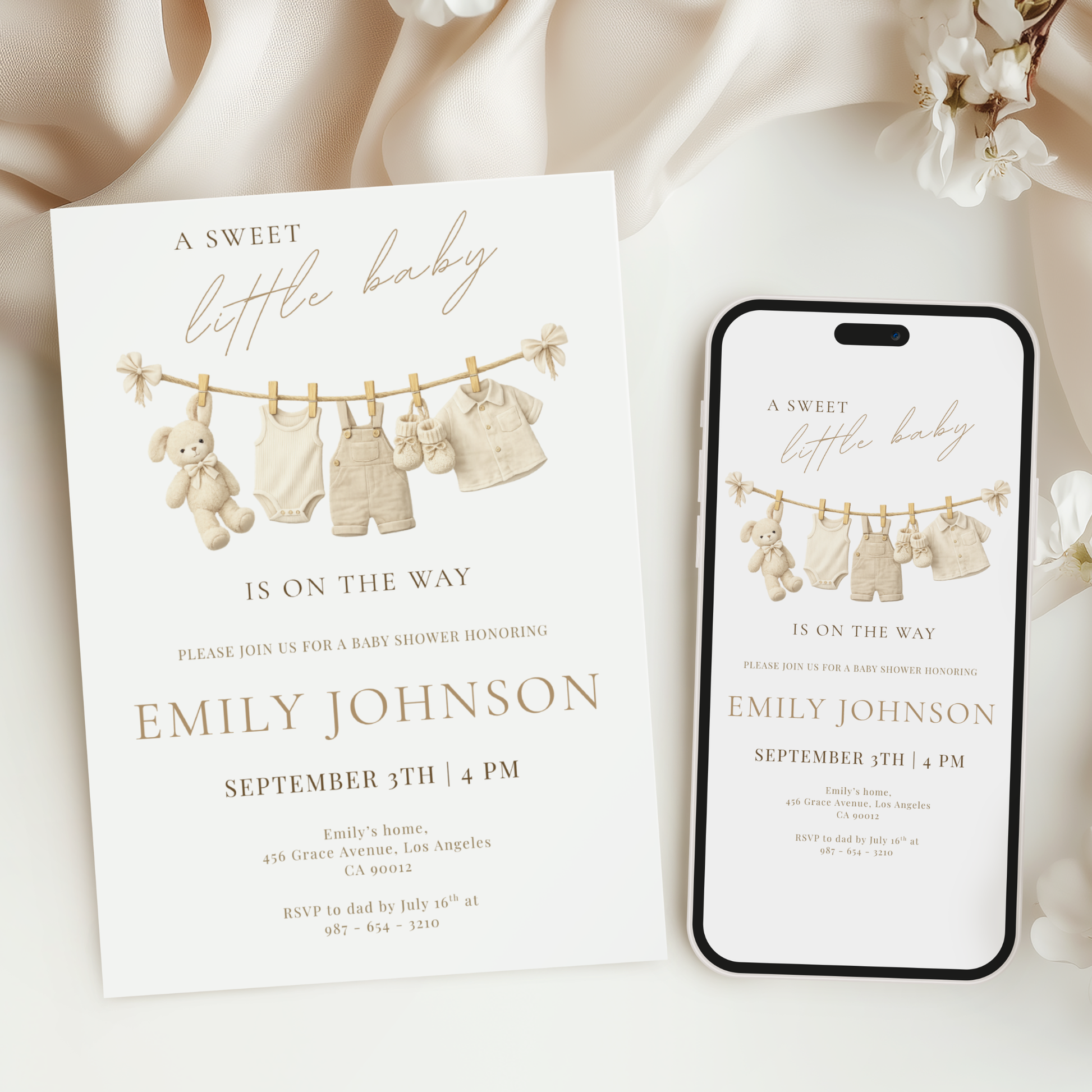 A Sweet Little Baby — Fall Baby Shower Invitation Template by Pretty Digital — view 6