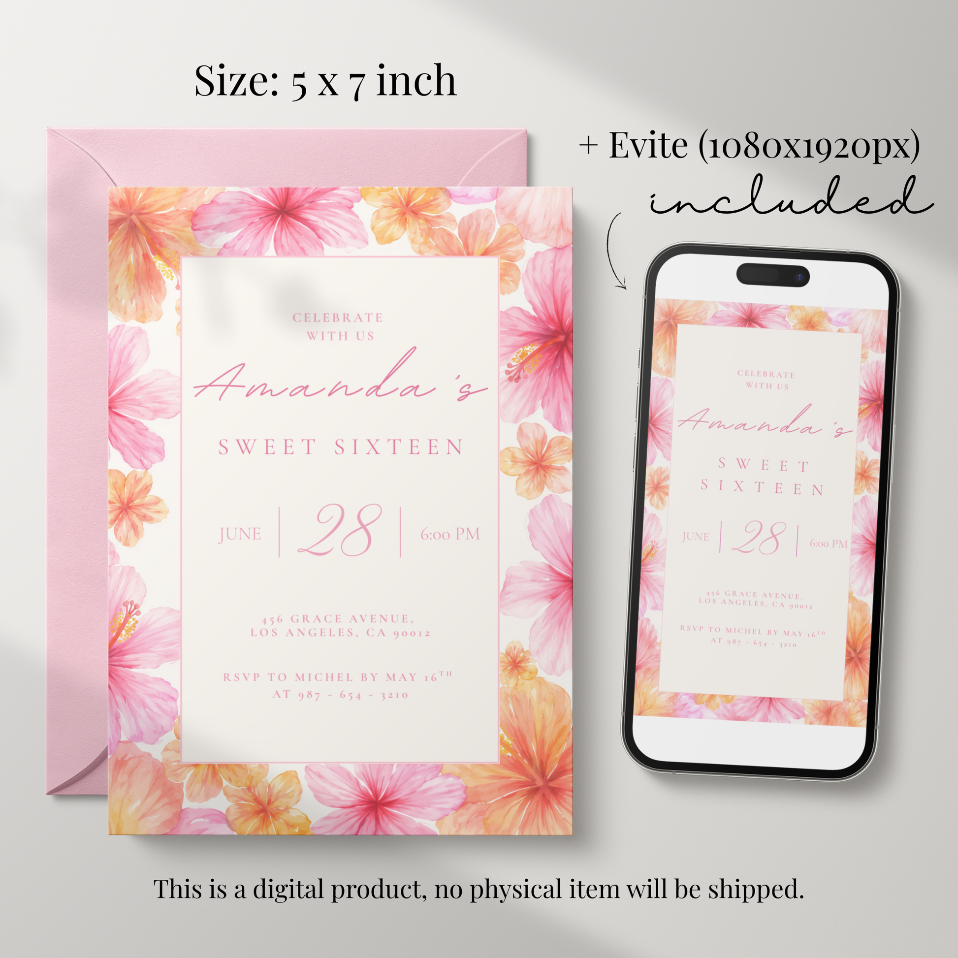 Celebrate With Us — Sweet 16 Invitation Template by Pretty Digital — view 2