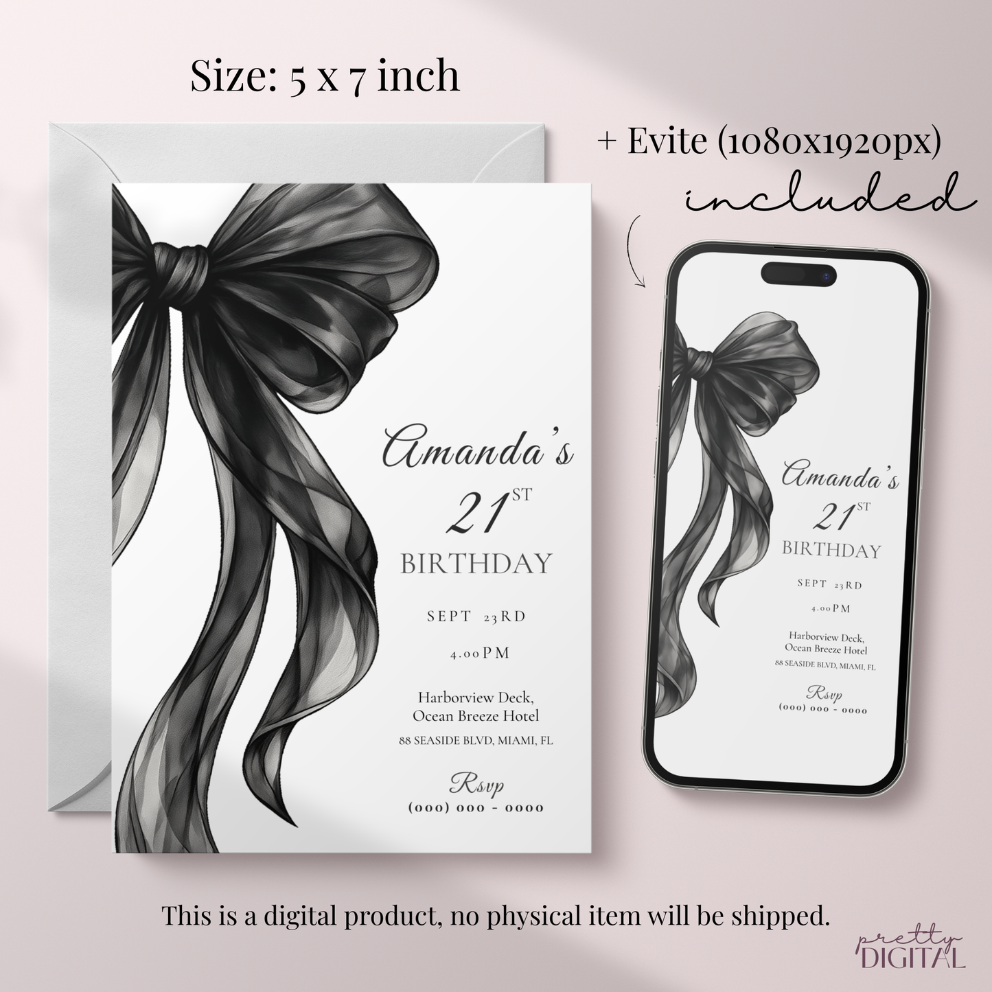 Chic 21st Birthday Invitation by Pretty Digital — view 2