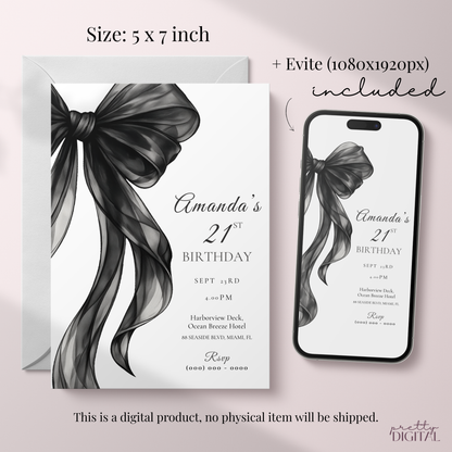 Chic 21st Birthday Invitation by Pretty Digital — view 2