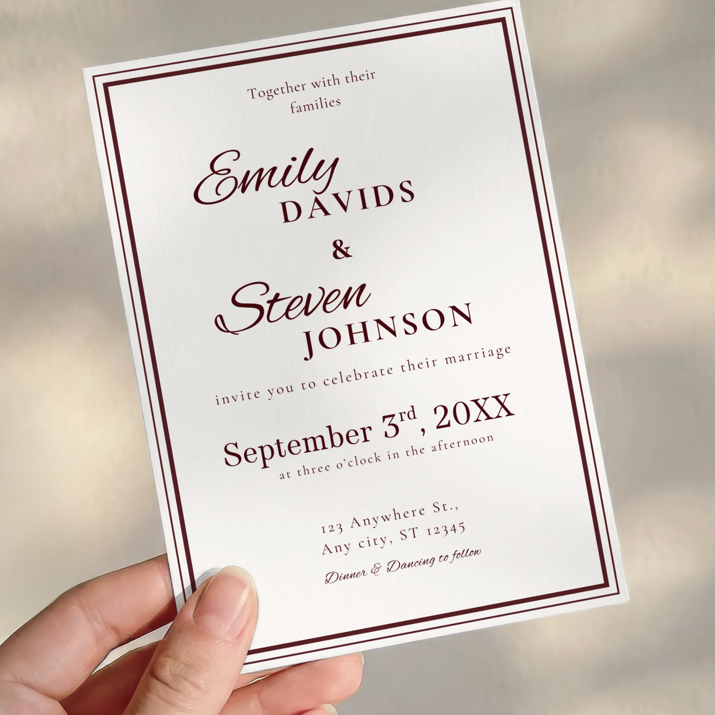 Gold-Trim Elegant Wedding Invitation by Pretty Digital — view 9