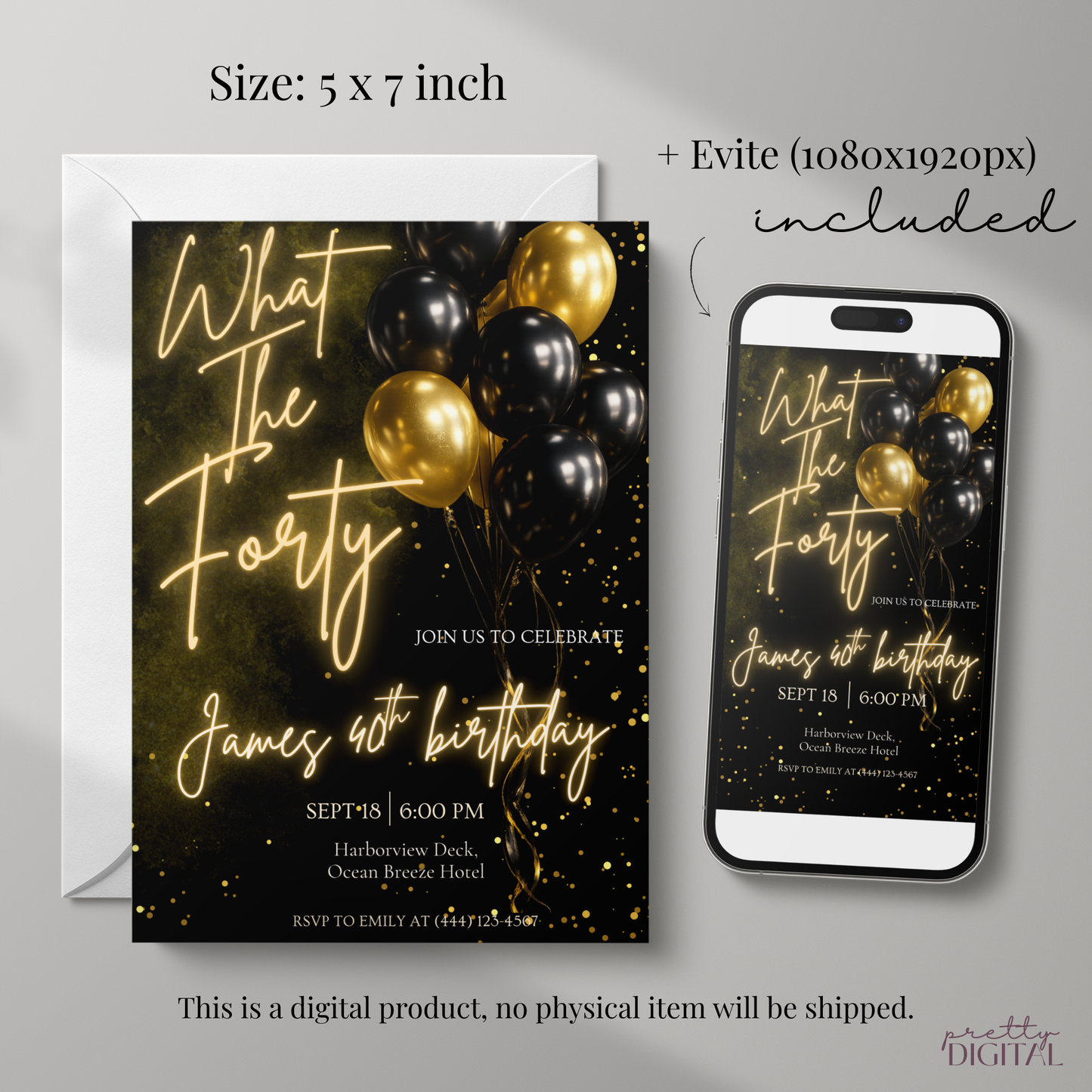 What The Forty — 40th Birthday Invitation Template by Pretty Digital — view 2