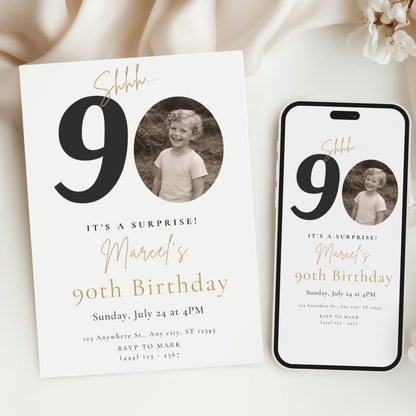 Classic 90th Birthday Invitation by Pretty Digital — view 6