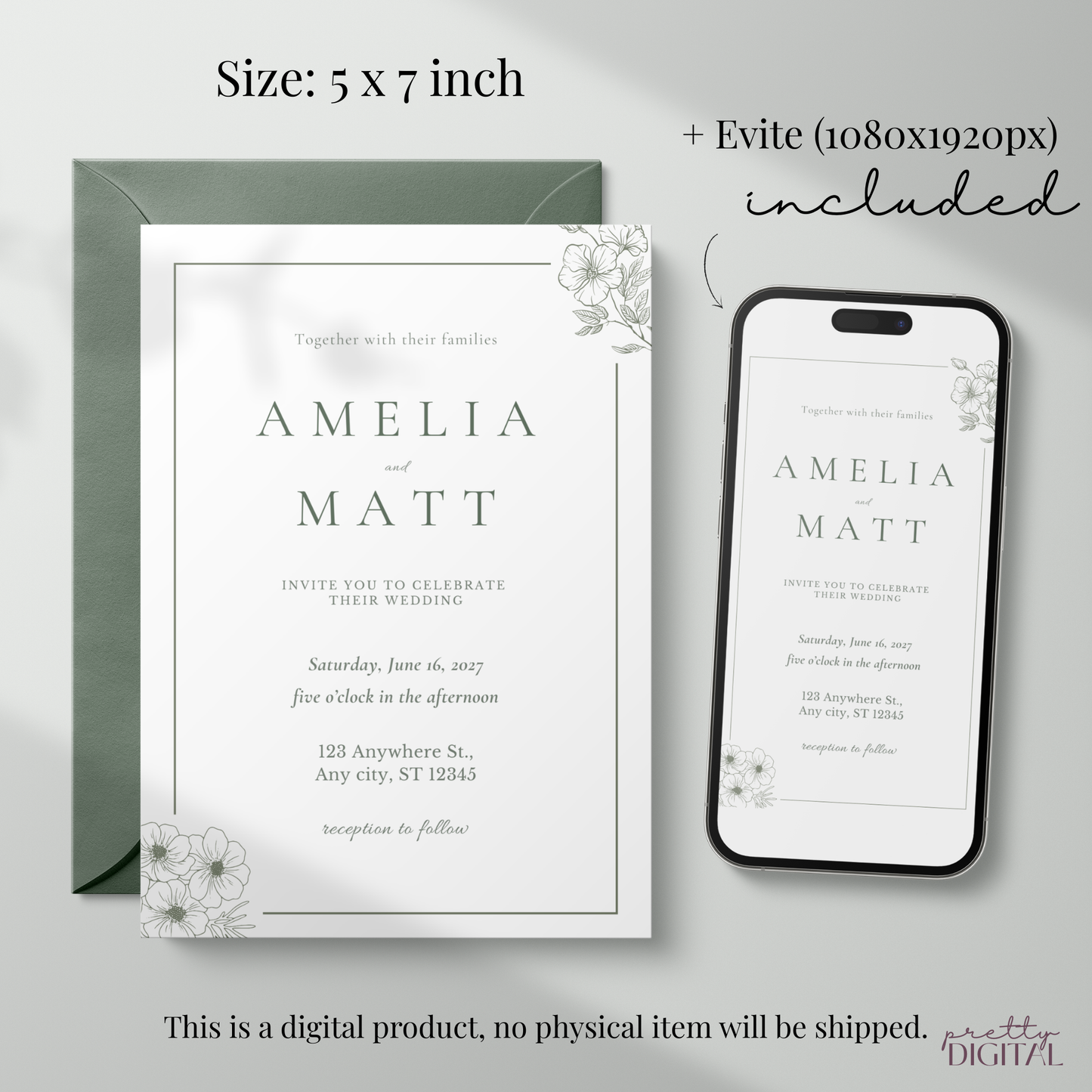 Elegant Wedding Invitation by Pretty Digital — view 2