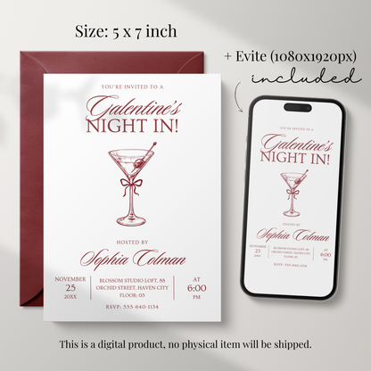 Galentine's Night In — Modern Galentine's Day Invitation by Pretty Digital — view 2