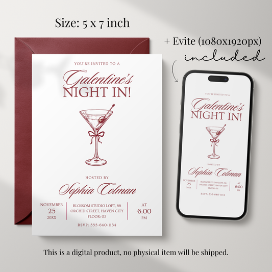 Galentine's Night In — Modern Galentine's Day Invitation by Pretty Digital — view 2