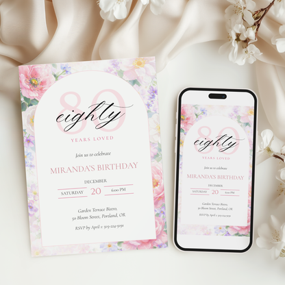 Eighty Years Loved — 80th Birthday Celebration Invitation Template by Pretty Digital — view 6