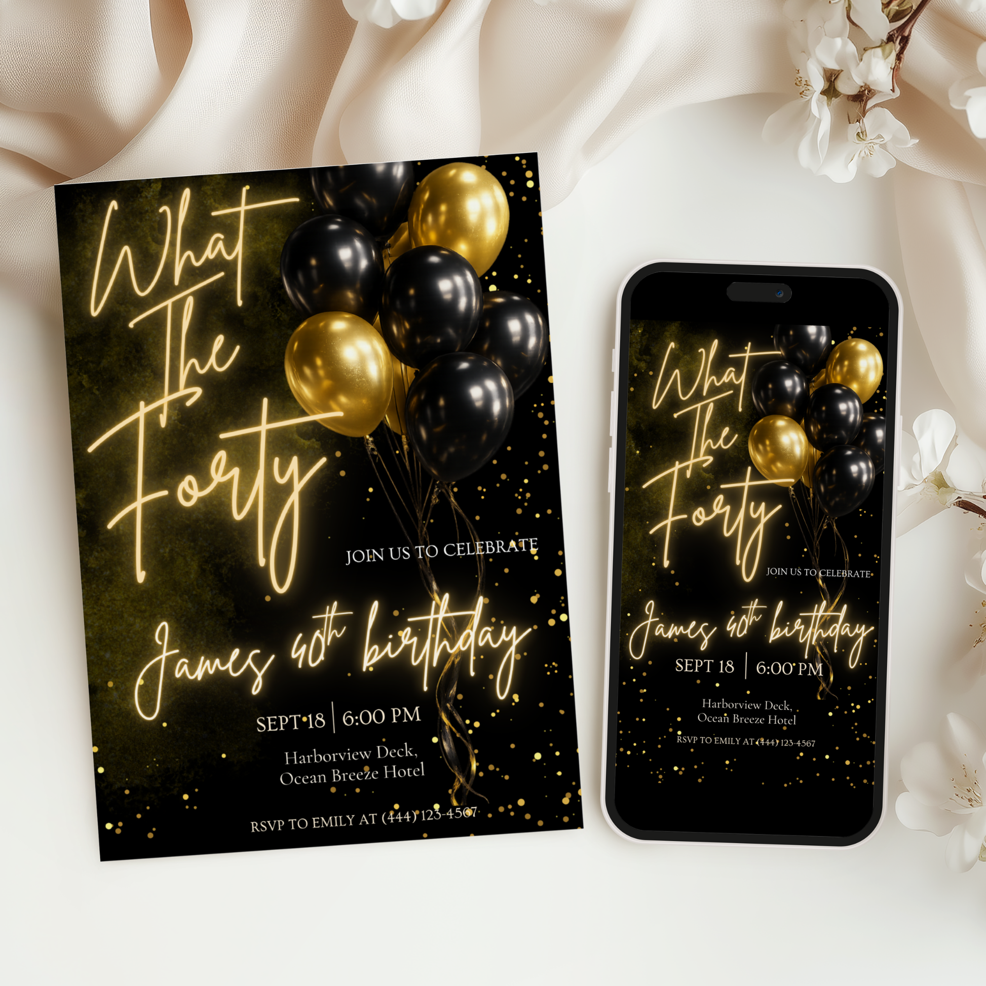 What The Forty — 40th Birthday Invitation Template by Pretty Digital — view 6