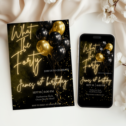 What The Forty — 40th Birthday Invitation Template by Pretty Digital — view 6