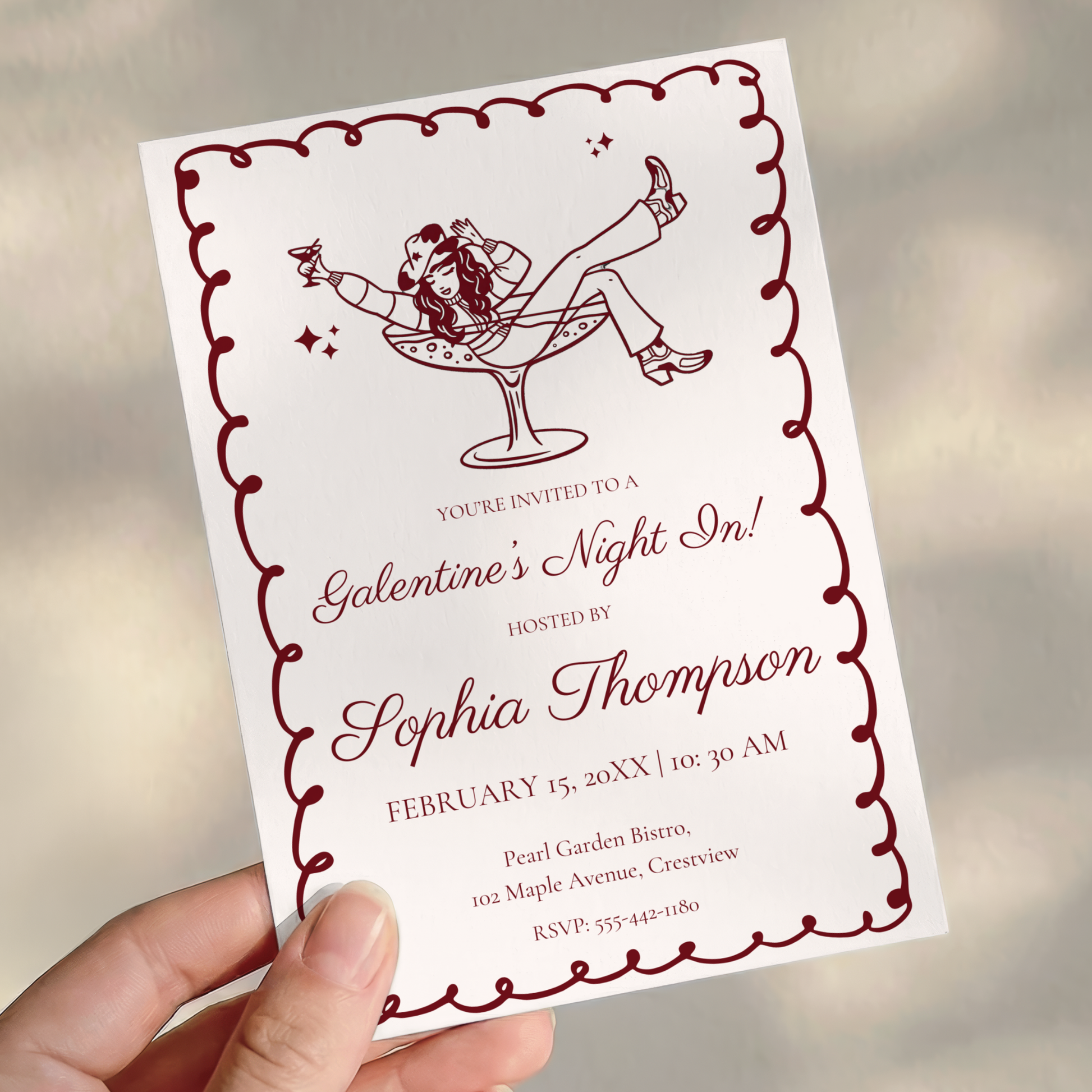 Galentine's Night In — Galentine's Day Invitation Template by Pretty Digital — view 3