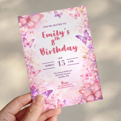 Floral Birthday Invitation for Girls by Pretty Digital — view 8