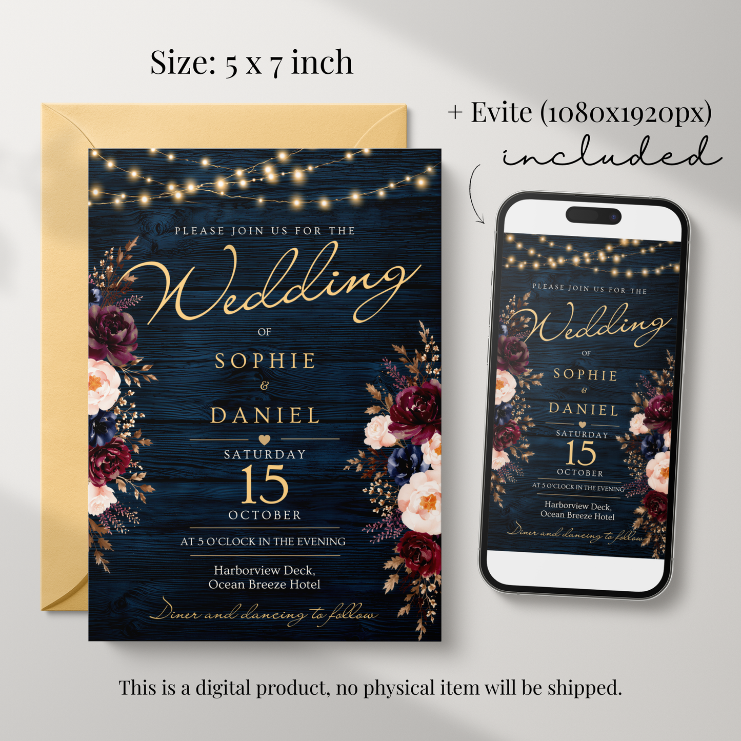 Greenery Rustic Wedding Invitation by Pretty Digital — view 2
