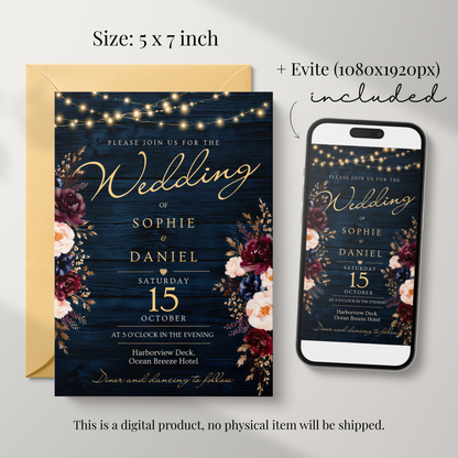 Greenery Rustic Wedding Invitation by Pretty Digital — view 2