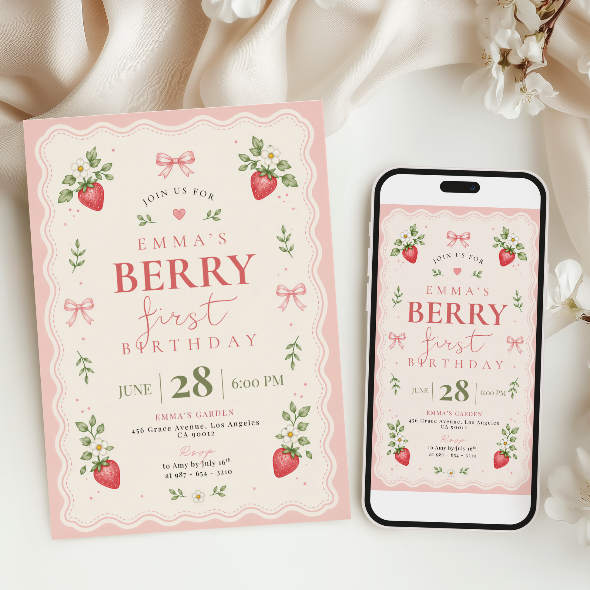 Berry First Birthday — 1st Birthday Invitation Template by Pretty Digital — view 6