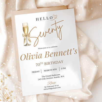 Hello Seventy — 70th Birthday Invitation Template by Pretty Digital — view 3