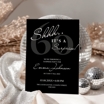 Shhh… It's a Surprise — 60th Surprise Party Invitation Template by Pretty Digital — view 9
