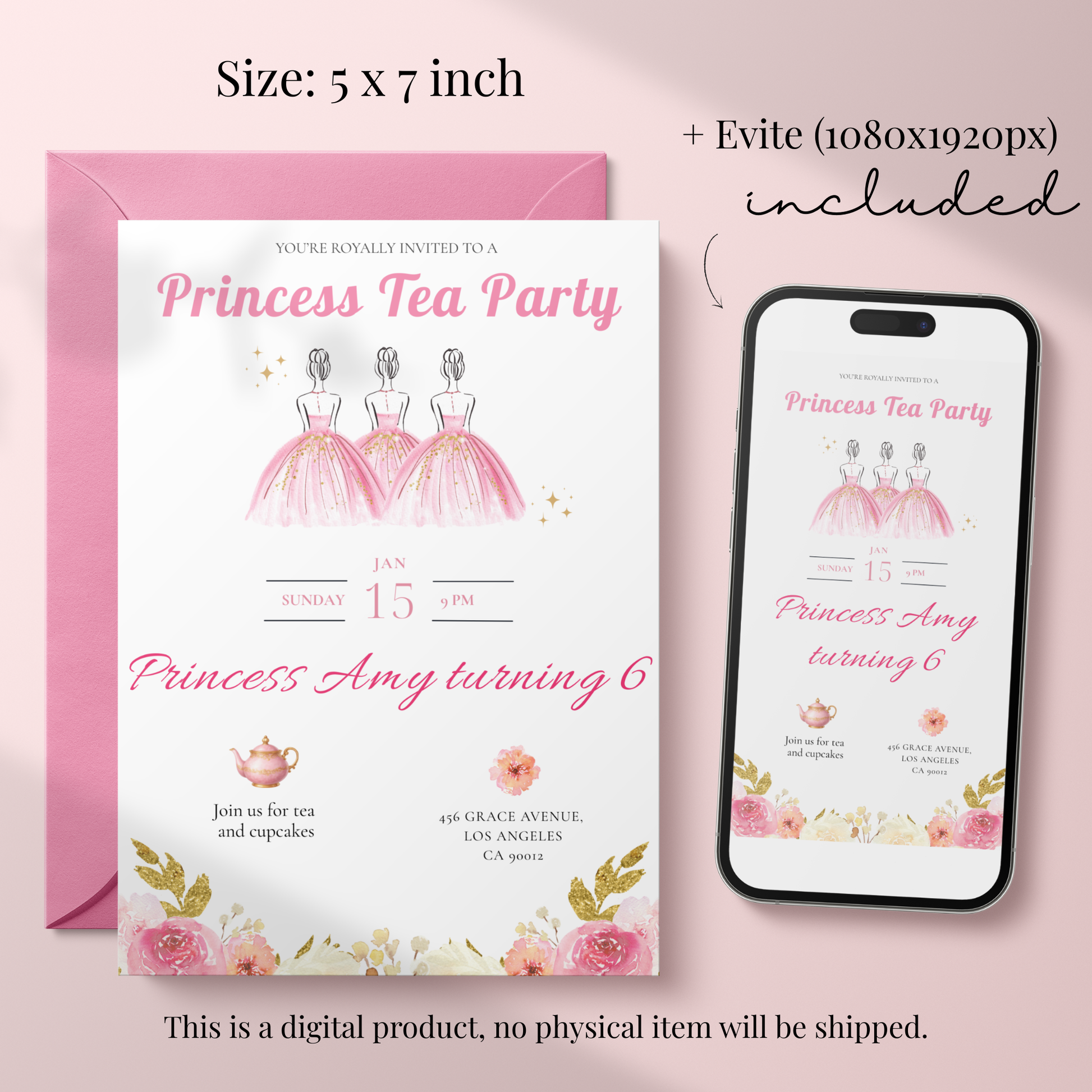 You're Royally Invited — Princess Tea Party Invitation Template by Pretty Digital — view 2
